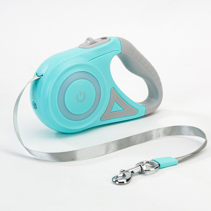 Correa Retráctil para Perros y Gatos con Collar y Luz LED – Pequeños y Medianos