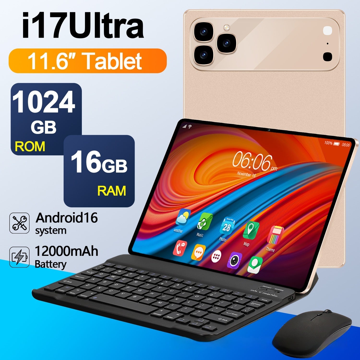 Tablet Portátil Minimalista — Pantalla Grande, Diseño Compacto