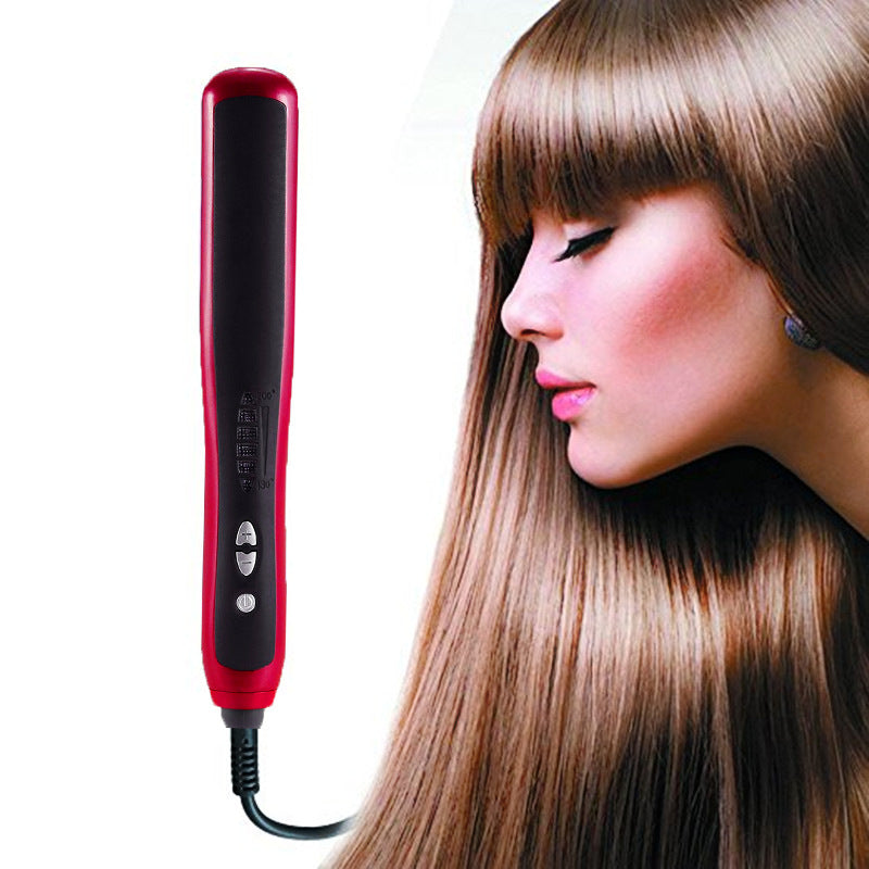 Plancha Alisadora Roja Automática — Temperatura Ajustable y Calerón Cerámico