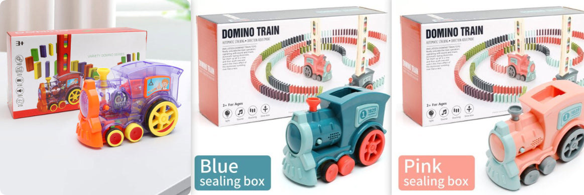 Tren de Dominó Eléctrico para Bebés y Niños — Bloques de Construcción con Luz