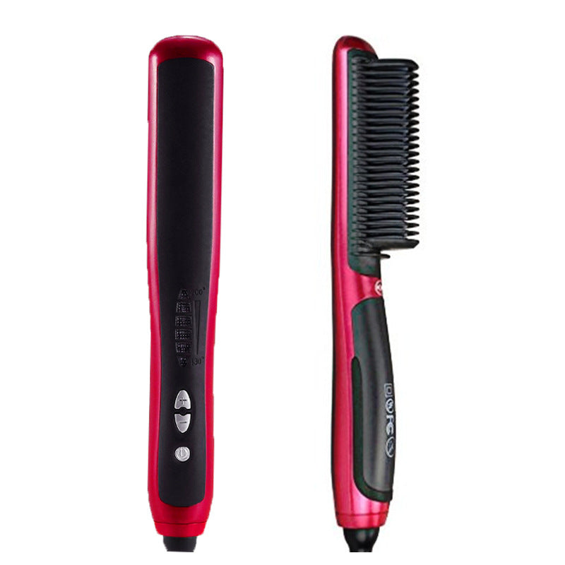 Plancha Alisadora Roja Automática — Temperatura Ajustable y Calerón Cerámico