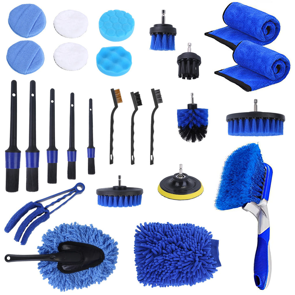 Kit de Brochas para Detailing de Auto — 26 Piezas Interior y Exterior