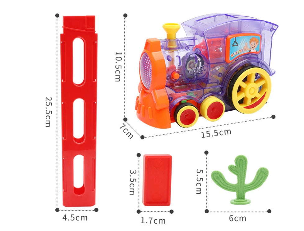 Tren de Dominó Eléctrico para Bebés y Niños — Bloques de Construcción con Luz