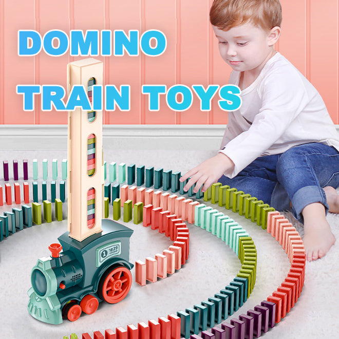 Tren de Dominó Eléctrico para Bebés y Niños — Bloques de Construcción con Luz