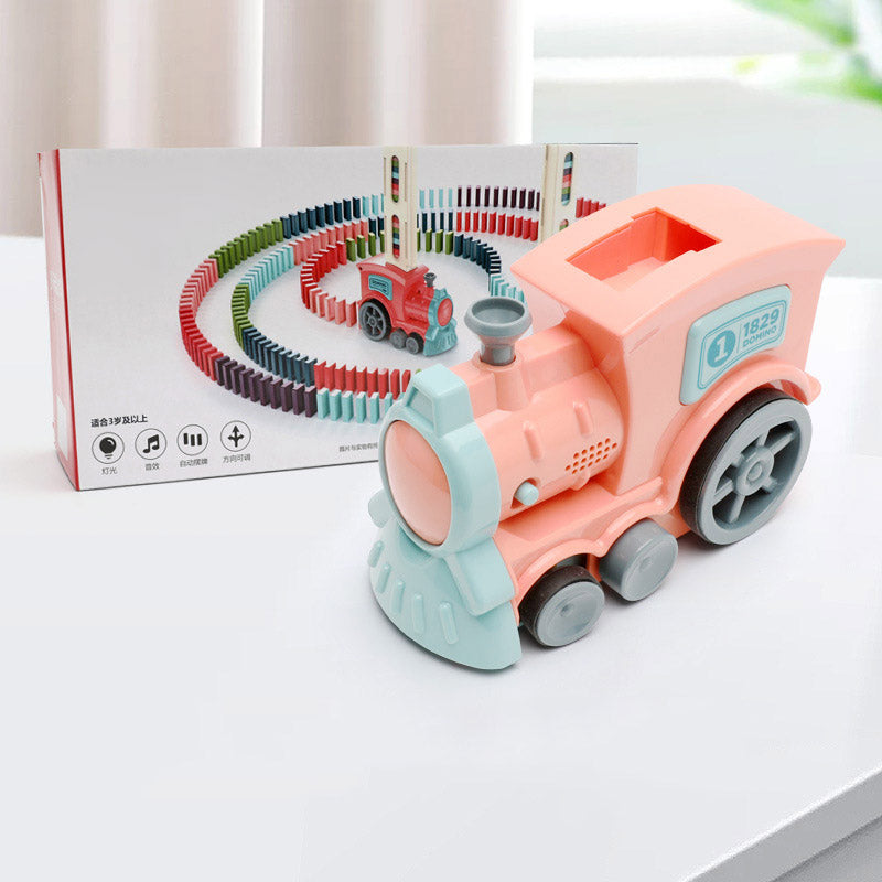 Tren de Dominó Eléctrico para Bebés y Niños — Bloques de Construcción con Luz