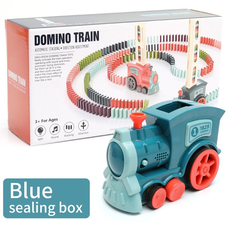 Tren de Dominó Eléctrico para Bebés y Niños — Bloques de Construcción con Luz