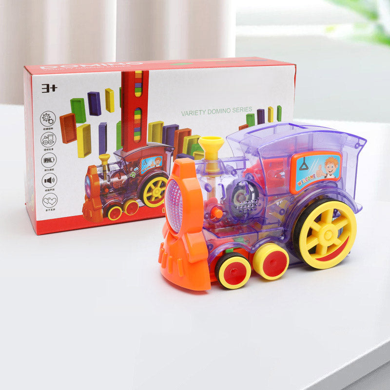 Tren de Dominó Eléctrico para Bebés y Niños — Bloques de Construcción con Luz