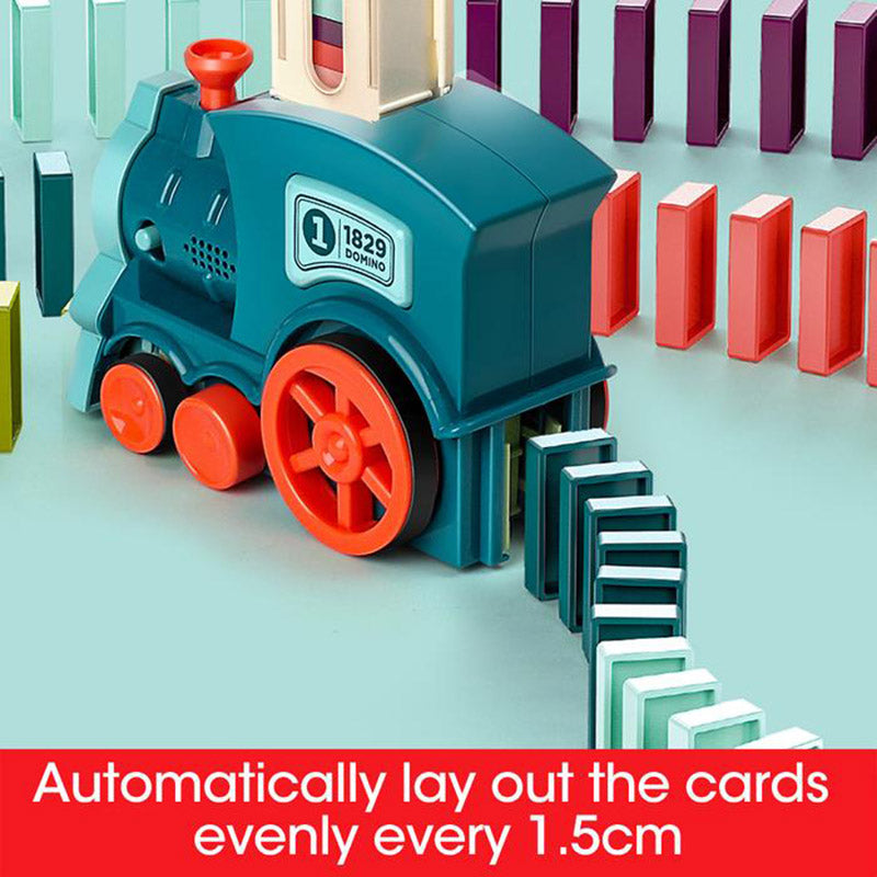 Tren de Dominó Eléctrico para Bebés y Niños — Bloques de Construcción con Luz