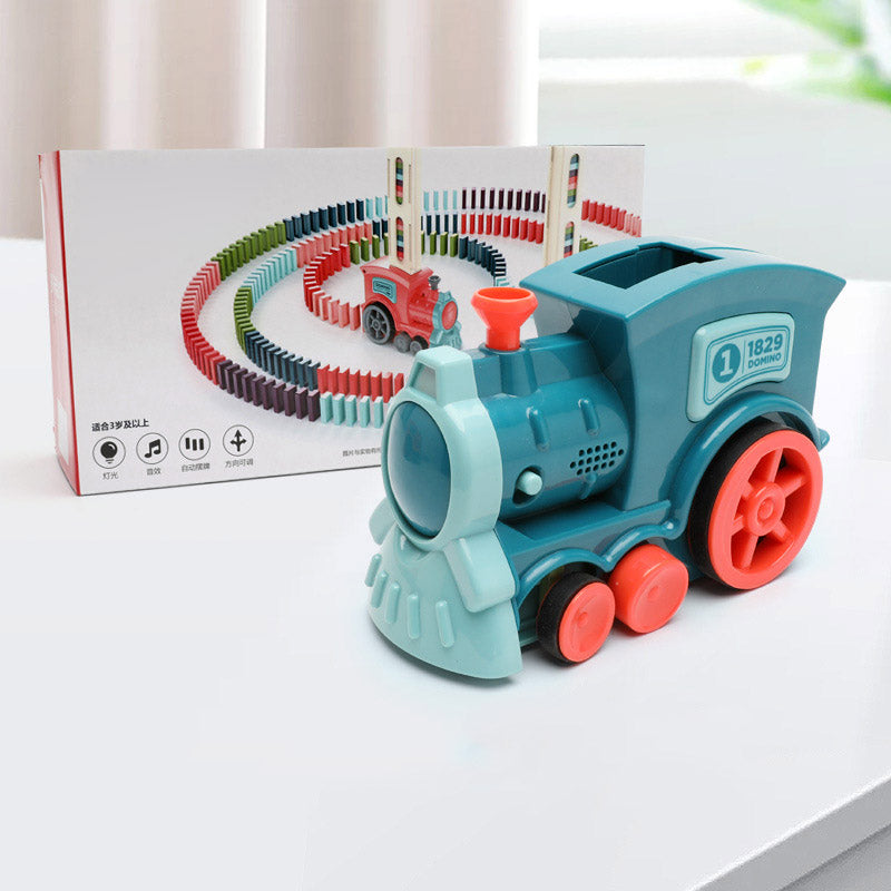 Tren de Dominó Eléctrico para Bebés y Niños — Bloques de Construcción con Luz