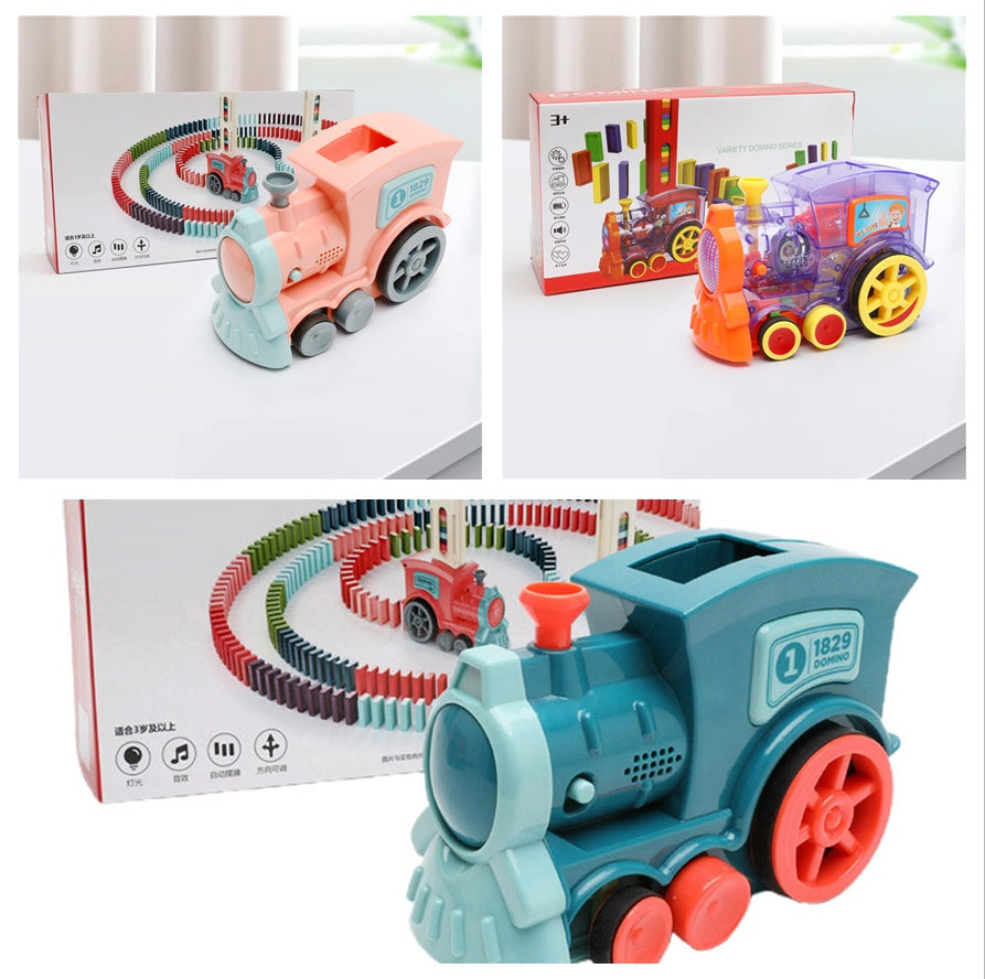 Tren de Dominó Eléctrico para Bebés y Niños — Bloques de Construcción con Luz