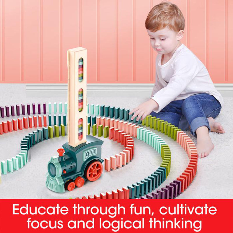 Tren de Dominó Eléctrico para Bebés y Niños — Bloques de Construcción con Luz
