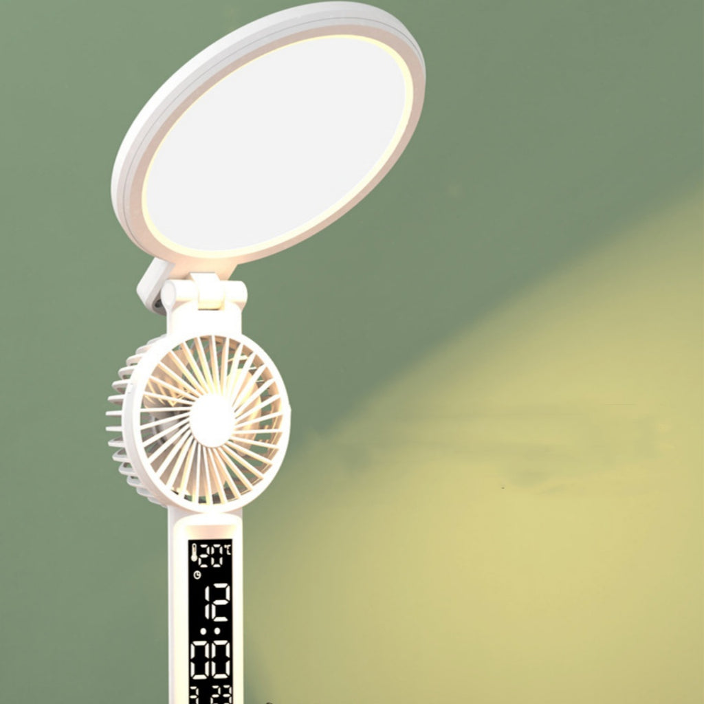 Lámpara LED de Mesa con Reloj y Puerto USB — Regulable y Plegable