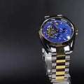 Reloj Mecánico de Negocios para Hombre — Esfera Azul Bicolor Premium