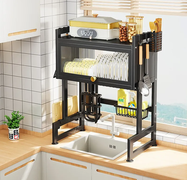 Escurridor Platos Cocina Fregadero con Gabinete Multifunción