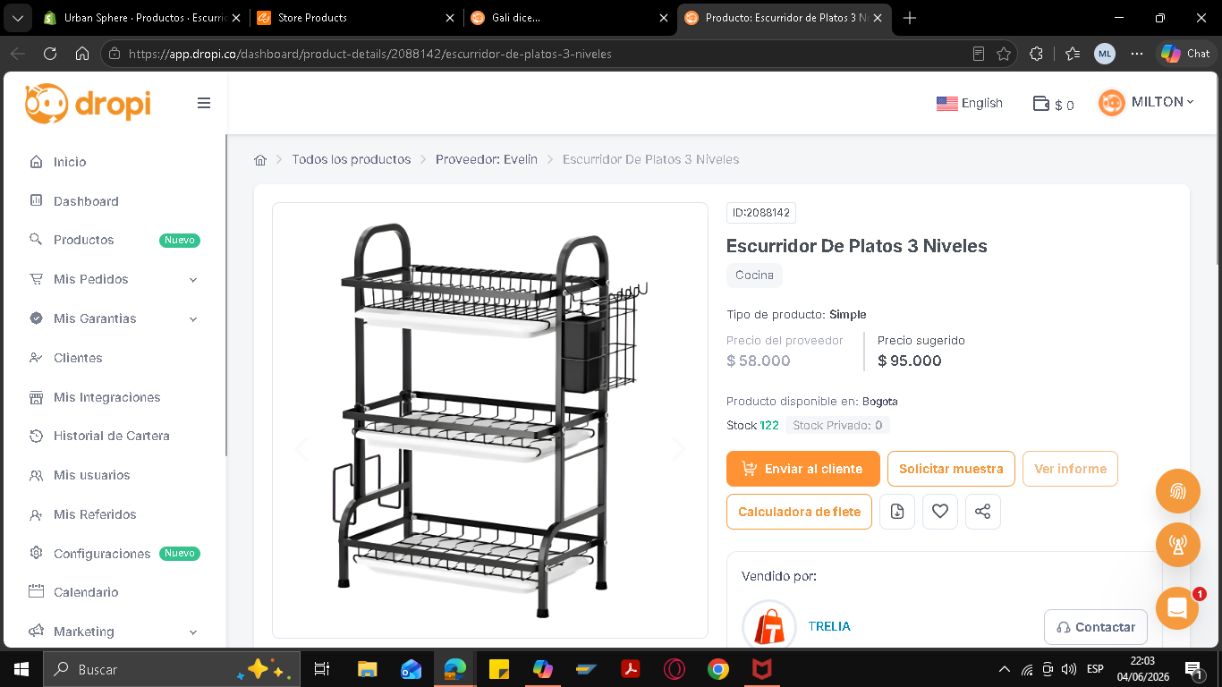 Escurridor De Platos 3 Niveles con Porta Utensilios